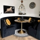Ronde bank velours zwart